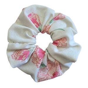 2/$5 Scrunchies (Add To Your Bundle) XL Ivory Pink Floral Hair Tie Scrunchie